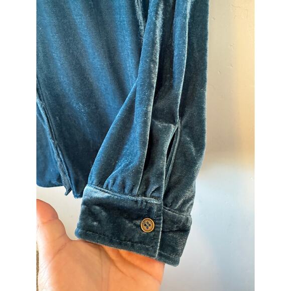 Umgee Whimsigoth Plus Size 1XL Crushed Velvet Button Down Shirt Tunic Jewel Tone - Picture 7 of 12